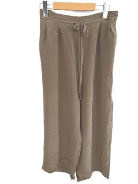 August Silk Women's Light Brown 100% Silk Wide Leg Capri Pants  - Size M
